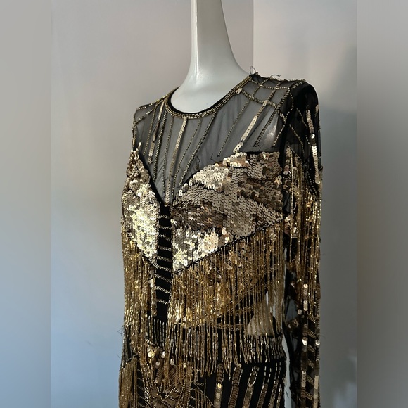 ASOS Gold and Black Fringe Dress - Picture 11 of 13